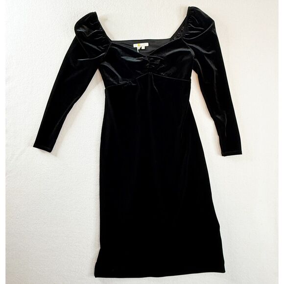 Boden | NWT | Black Sweetheart Neck Velvet Midi Off Shoulder Dress | Sz 4P US - Picture 2 of 13